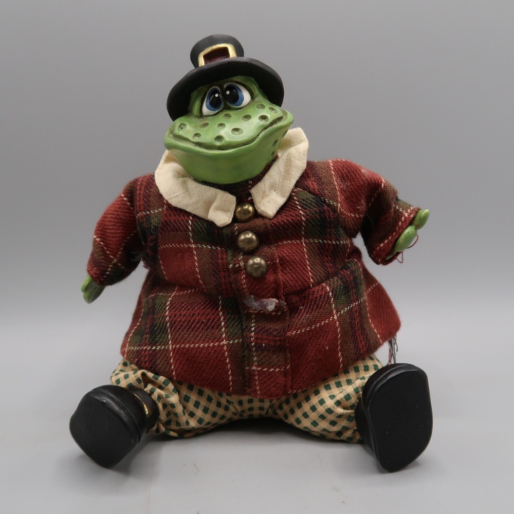 Vintage Russ Berrie #13013 Pilgrim Harvess T.‎ Frog Toad Shelf Sitter 6 in
